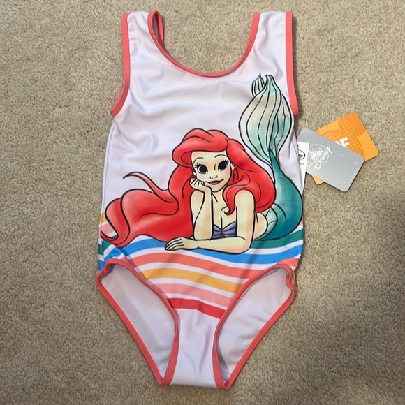 Disney one piece little mermaid bathing. NWT 50 SPF girls size 5/6 - Picture 1 of 4